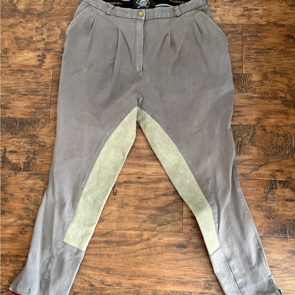 Pytchley Women’s Size 34 Khaki Gray Equestrian Riding Breeches Jodhpurs Pants